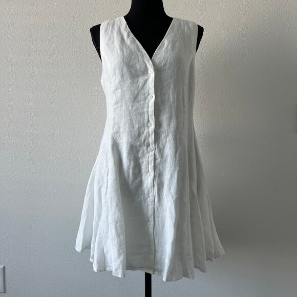 J Crew Mini Dress In Linen Size Petite 12 White - Picture 1 of 10